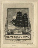 Artist: b'FEINT, Adrian' | Title: b'Bookplate: Olive Kelso King.' | Date: 1924 | Technique: b'etching, printed in black ink with plate-tone, from one plate' | Copyright: b'Courtesy the Estate of Adrian Feint'