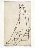 Artist: b'Brash, Barbara.' | Title: b'Seated woman.' | Date: c.1953 | Technique: b'etching, printed in brown ink with plate-tone, from one plate'