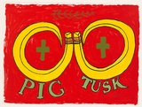 Title: b'Pig tusk [red]' | Date: 2009 | Technique: b'screenprint, printed in colour, from five stencils'