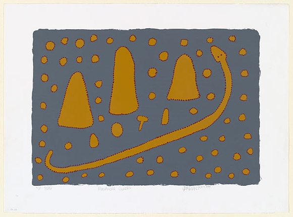 Artist: Carlton, Paddy. | Title: Moolaworr country | Date: 1997, 11 August | Technique: screenprint, printed in colour, from  multiple stencils