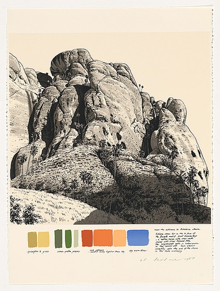 Artist: b'Rose, David.' | Title: b'Near the entrance to Echidna chasm' | Date: 1987 | Technique: b'screenprint, printed in colour, from multiple stencils'