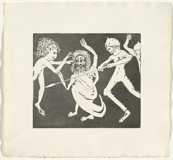 Artist: b'BOYD, Arthur' | Title: b'Magistrate to his guards.' | Date: (1970) | Technique: b'etching and aquatint, printed in black ink, from one plate' | Copyright: b'Reproduced with permission of Bundanon Trust'