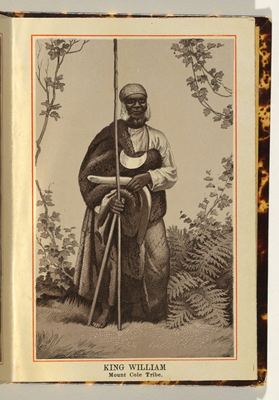 Artist: b'UNKNOWN' | Title: b'King William; Mount Cole tribe.' | Date: c.1890 | Technique: b'lithograph, printed in brown ink, from one plate; varnished'