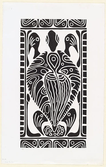 Artist: b'RED HAND PRINT' | Title: b'Turtle' | Date: 1998, 29 June | Technique: b'linocut, printed in black ink, from one block'