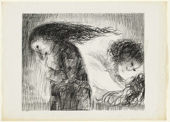 Artist: b'BOYD, Arthur' | Title: b'St Francis when young turning aside.' | Date: (1965) | Technique: b'lithograph, printed in black ink, from one plate; additions in pencil' | Copyright: b'Reproduced with permission of Bundanon Trust'