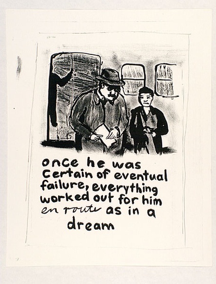 Artist: b'Heyes, Ken.' | Title: b'once he was certain of eventual failure, everything worked out for him en route as in a dream.' | Date: 1984 | Technique: b'photocopy'