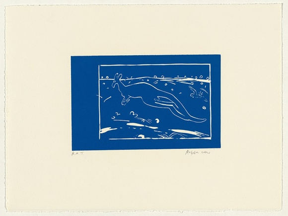 Artist: Law, Roger. | Title: Not titled [kangaroo 2]. | Date: 2002 | Technique: linocut, printed in blue ink, from one block
