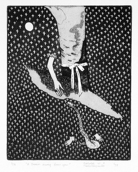 Artist: b'Nedelkopoulos, Nicholas.' | Title: b'A dream away from you' | Date: 1975 | Technique: b'etching, printed in black ink, from one plate'