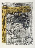 Artist: b'Marsden, David' | Title: b'XPAG III' | Date: 1978 | Technique: b'photo-etching, drypoint and aquatint, printed in black ink with plate-tone, from one plate; hand-coloured'