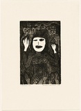 Artist: b'HANRAHAN, Barbara' | Title: b'Performance' | Date: 1989 | Technique: b'etching, printed in black ink, from one plate'