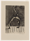 Artist: WILLIAMS, Fred | Title: Tumblers. Number 2 | Date: 1967 | Technique: etching, deep etching, foul biting, mezzotint rocker, drypoint, printed in black ink with plate-tone, from one zinc plate | Copyright: © Fred Williams Estate