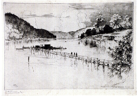 Artist: FULLWOOD, A.H. | Title: Jerusalem Bay, Ku-Ring-Gai Chase, NSW. | Date: 1924 | Technique: etching, printed in black ink, from one plate