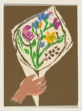 Title: Card: Bouquet of flowers | Technique: screenprint, printed in colour, from multiple stencils