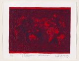 Artist: b'Edwards, Helen.' | Title: b'Millennium distortion' | Date: 1999 | Technique: b'linocut, printed in blue ink, from one block; collaged and painted surface'