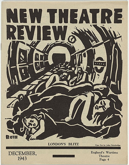 Artist: b'Bainbridge, John.' | Title: b'London Blitz [cover].' | Date: December 1943. | Technique: b'linocut, printed in black ink, from one block; letterpress text'