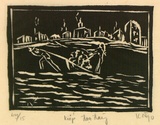 Artist: NGUYEN, Tuyet Bach | Title: Kiep doa Day (Cay thay trau) [Human life and power] | Date: 1990 | Technique: linocut, printed in black ink, from one block