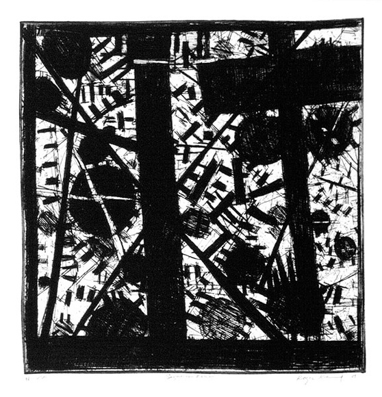 Artist: b'Kemp, Roger.' | Title: b'Sequence four' | Date: 1972 | Technique: b'etching, printed in black ink, from one zinc plate'