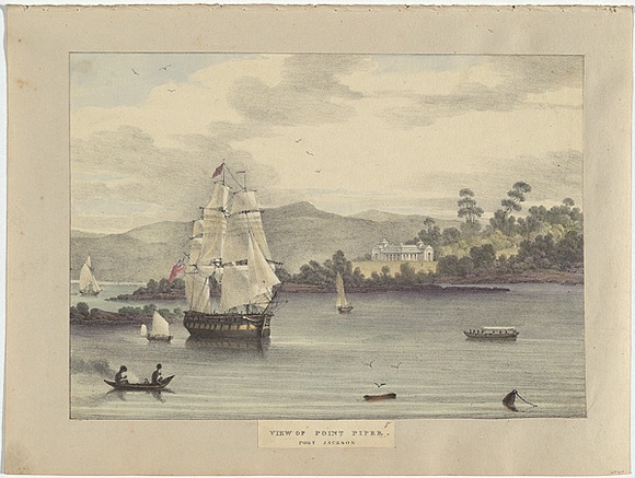 Artist: Earle, Augustus. | Title: View of Point Piper, Port Jackson. | Date: 1830 | Technique: lithograph, printed in black ink, from one stone; hand-coloured