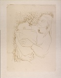 Artist: b'MACQUEEN, Mary' | Title: b'Mother and child [recto]' | Date: c.1961 | Technique: b'lithograph, printed in yellow ink, from one plate' | Copyright: b'Courtesy Paulette Calhoun, for the estate of Mary Macqueen'