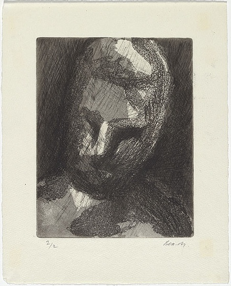 Artist: b'MADDOCK, Bea' | Title: b'Head study II' | Date: May 1961 | Technique: b'etching and sugar-aquatint, printed in black ink, from one copper plate'