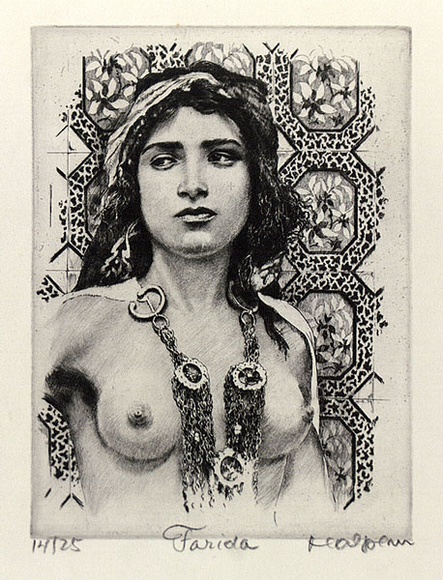 Artist: b'Halpern, Frederick.' | Title: b'Farida' | Date: c.1960 | Technique: b'etching and drypoint, printed in black ink, from one plate' | Copyright: bCourtesy of Frederick Halpern's estate