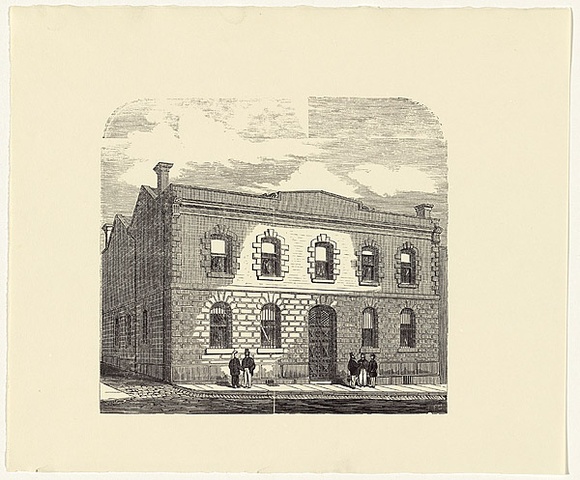 Artist: b'Grosse, Frederick.' | Title: b'not titled [Melbourne warehouse]' | Date: c.1875 | Technique: b'wood-engraving, printed in black ink, from one block'