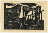 Artist: b'AMOR, Rick' | Title: b'Goodbye to the sea.' | Date: 1984 | Technique: b'woodcut, printed in black ink, from one block'