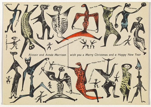 Title: b'Christmas card.' | Date: 1950s | Technique: b'lithograph, printed in colour, from multiple plates'