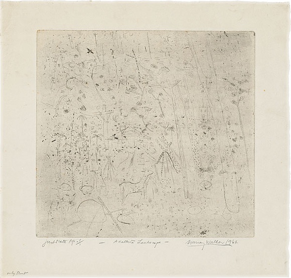 Artist: WALKER, Murray | Title: A Kallista landscape. | Date: 1964 | Technique: etching and aquatint, printed in black ink, from one plate