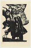 Artist: AMOR, Rick | Title: Andrew Southall painting. | Date: 1984 | Technique: woodcut, printed in black ink, from one block