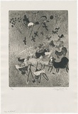 Artist: b'WALKER, Murray' | Title: b'Sheep at Kallista.' | Date: 1966 | Technique: b'etching and aquatint, printed in black ink, from one plate'