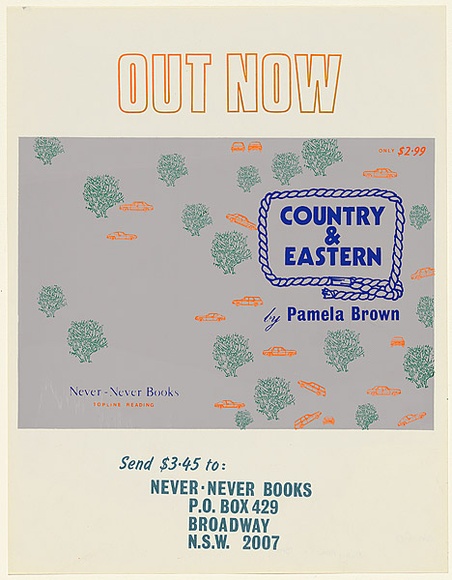 Artist: b'BROWN, Pam' | Title: b'Country and Eastern by Pamela Brown.' | Date: 1980 | Technique: b'screenprint, printed in colour, from four stencils'