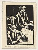 Artist: Groblicka, Lidia. | Title: Workshop | Date: 1954-55 | Technique: woodcut, printed in black ink, from one block