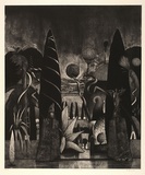Artist: b'Quick, Ron.' | Title: bFool's paradise II | Date: 1987 | Technique: b'etching, aquatint, roulette, scraping and burnishing, printed in black ink, from one plate'