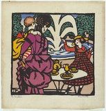 Artist: Proctor, Thea. | Title: The fountain. | Date: 1925 | Technique: woodcut, printed in black ink, from one block; hand-coloured | Copyright: © Art Gallery of New South Wales