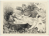 Artist: b'BOYD, Arthur' | Title: b'Hypnotized soldier with a cow.' | Date: (1968-69) | Technique: b'etching, printed in black ink, from one plate' | Copyright: b'Reproduced with permission of Bundanon Trust'