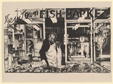 Artist: Davies, Amanda. | Title: Newtown fish market. | Date: 1984 | Technique: lithograph, printed in black ink, from one plate