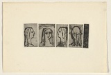 Title: not titled [Four views of head] | Technique: etchings, printed in black ink, from five plates