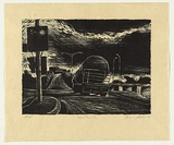 Artist: AMOR, Rick | Title: The truck. | Date: 1990 | Technique: woodcut, printed in black ink, from one block