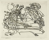 Artist: BOYD, Arthur | Title: Reclining figure with sun and flying lion. | Date: (1968-69) | Technique: etching, printed in black ink, from one plate | Copyright: Reproduced with permission of Bundanon Trust