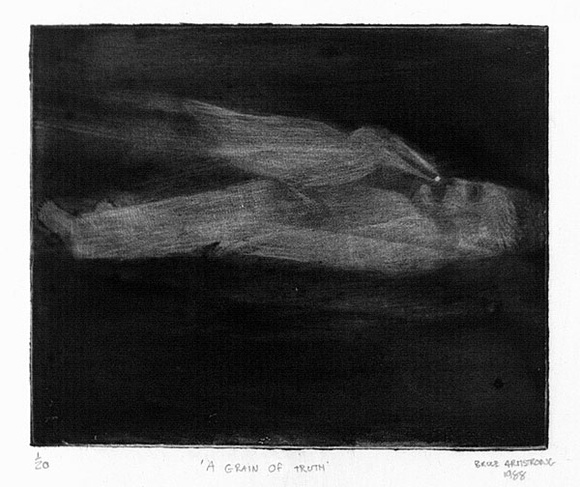 Artist: b'Armstrong, Bruce.' | Title: b'A grain of truth.' | Date: 1988 | Technique: b'softground etching, printed in black ink, from one plate'