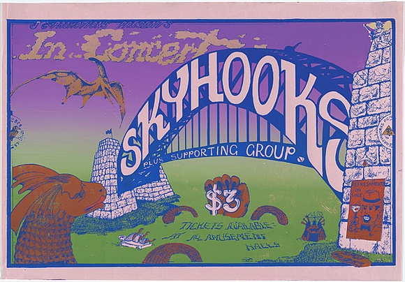 Artist: b'Arbuz, Mark.' | Title: b'In concert - Skyhooks plus supporting group.' | Date: 1975 | Technique: b'screenprint, printed in colour, from four stencils'