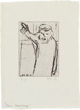 Artist: b'MADDOCK, Bea' | Title: b'Man pointing' | Date: 1964 | Technique: b'drypoint, printed in black ink, from one copper plate'