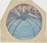 Artist: b'Herbert, Harold.' | Title: b'Woman in a decorative dress.' | Date: 1917 | Technique: b'stencil, printed in colour, from one paper stencil'