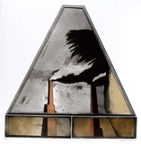 Artist: b'BALDESSIN, George' | Title: b'Personage, window and factory smoke II.' | Date: 1967 | Technique: b'colour etching and aquatint'
