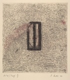 Artist: Partos, Paul. | Title: not titled [black rectangle with central dark line] | Date: 1990 | Technique: etching, roulette, drypoint and soft-ground, printed in colour, from three plates