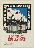 Artist: b'PERROTTET, George' | Title: b'Bookplate: Beatrice Brillheart.' | Date: 1932 | Technique: b'linocut, printed in colour, from four blocks'