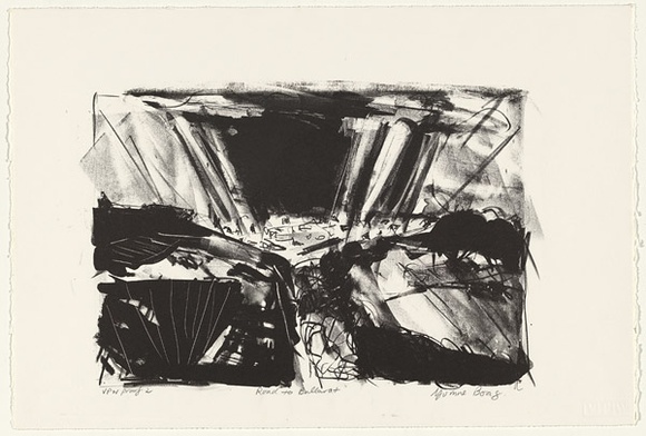 Artist: b'Boag, Yvonne.' | Title: b'Road to Ballarat' | Date: 1980s | Technique: b'lithograph, printed in black ink, from one stone' | Copyright: b'\xc2\xa9 Yvonne Boag'