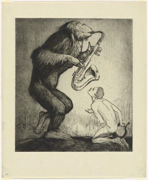 Artist: b'Dyson, Will.' | Title: b'Us visitors: A modern Orpheus.' | Date: c.1929 | Technique: b'drypoint, printed in black ink, from one plate'