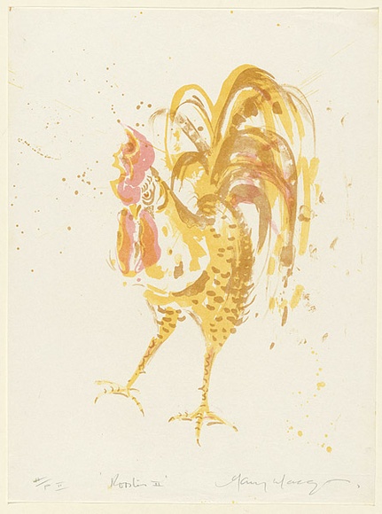 Artist: b'MACQUEEN, Mary' | Title: b'Rooster II' | Date: 1971 | Technique: b'lithograph, printed in colour, from multiple plates' | Copyright: b'Courtesy Paulette Calhoun, for the estate of Mary Macqueen'